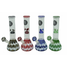 Glass 30cm Ice 10 Finger Percolator Bong Black & White