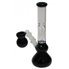 Glass 25cm Ice Bong Black w/Ash Catcher